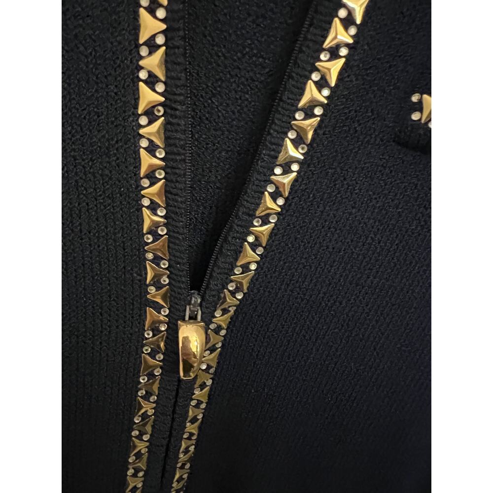 VTG St. John Navy Gold Santana Knit Sheath Midi Dress Sz 6 80's Old Money Luxury - Picture 4 of 7